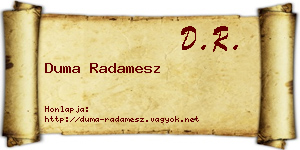 Duma Radamesz névjegykártya